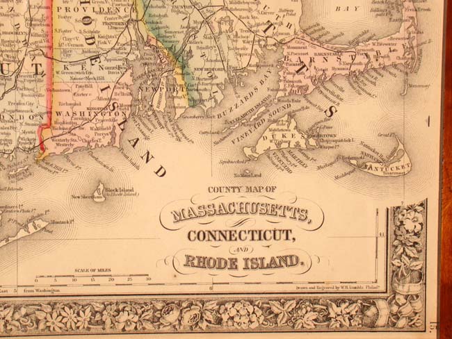 Augustus Mitchell's Map of Massachusetts, Rhode Island and Connecticut published in 1864 — image 2